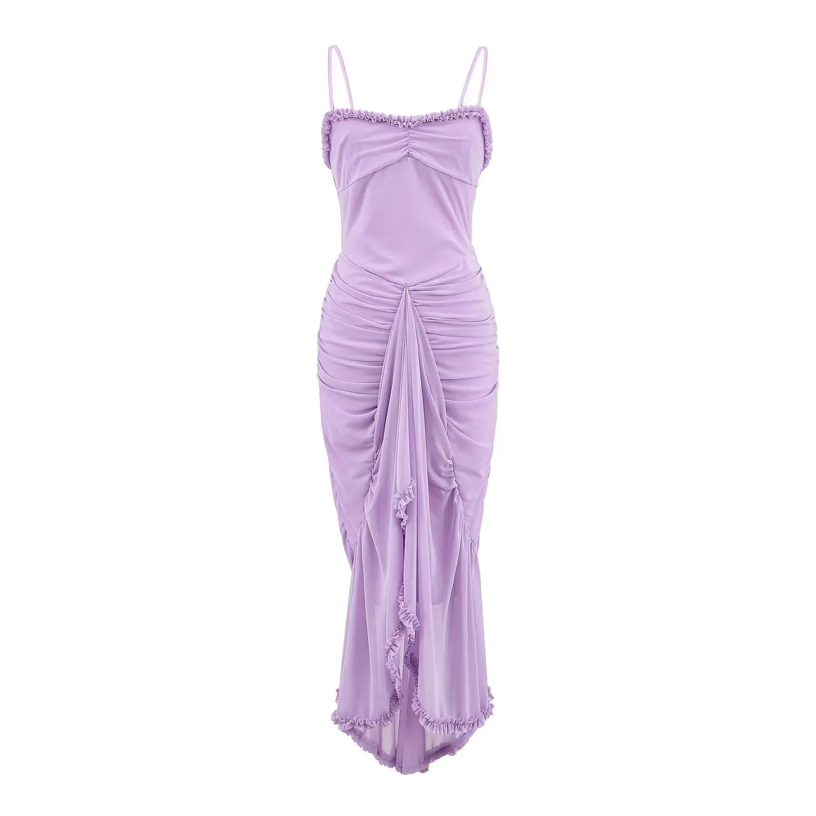 Sexy Elegant Sling Irregular Ruffles Hem Pleated Mermaid Dresses