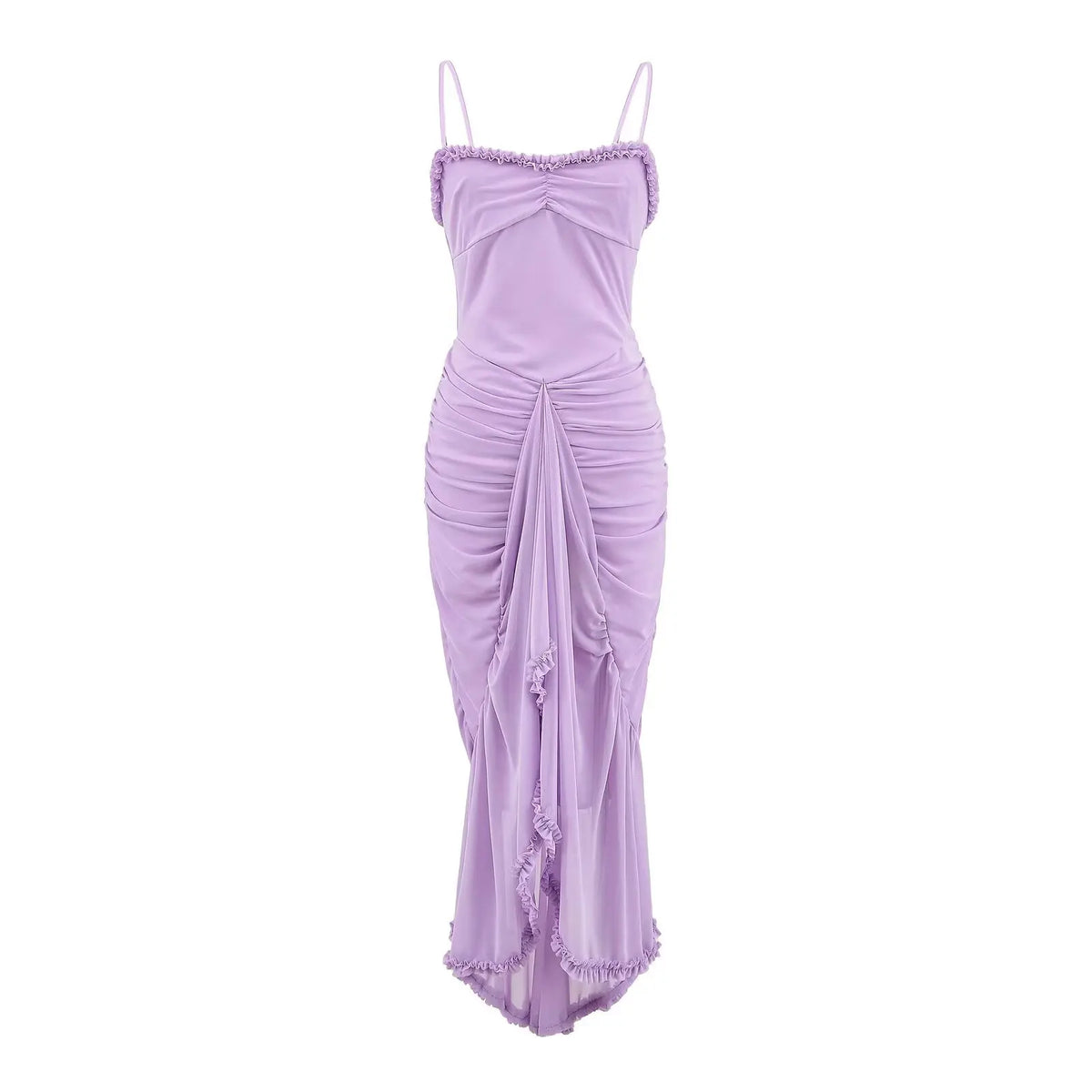 Sexy Elegant Sling Irregular Ruffles Hem Pleated Mermaid Dresses