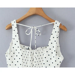 Sexy Spaghetti Straps Polka Dot White Mini Dresses