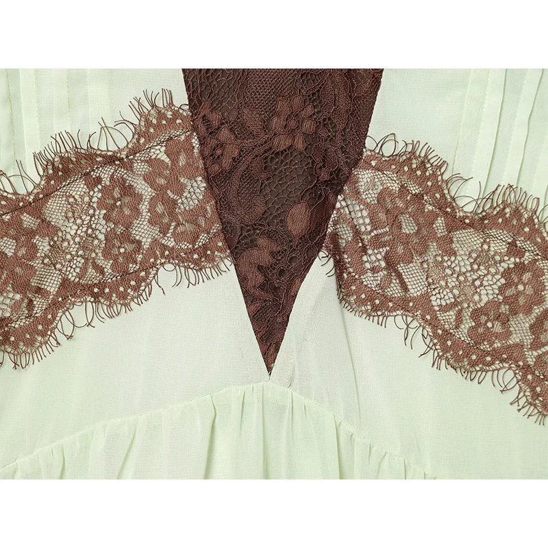 Lace Patchwork Deep V Neck Sling Sexy Dresses