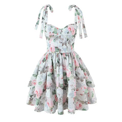 Floral Print Sexy Corset Style Sling Mini Dresses