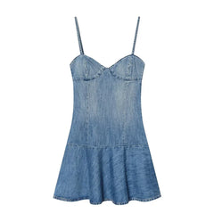 Light Blue Denim Mini Dresses