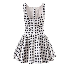Sexy Backless Plaid Tank Dresses