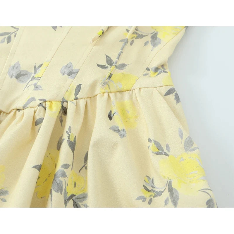 Sexy Spaghetti Straps Floral Print Short Dresses