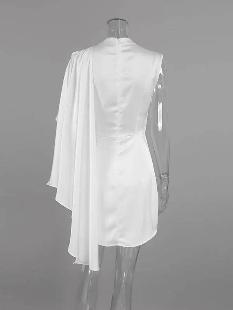 Fashionable Round Neck Sleeveless Waist Cinched Irregular Mini Dresses