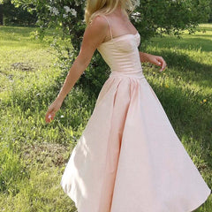 Sexy Spaghetti Straps Red Evening Party Dresses Pretty Girl Low Waist Flare And Flare Birthday Dresses Cotton