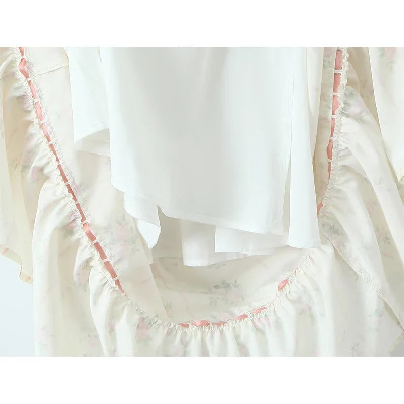 Front Lace Up Floral Print Summer Boho Dresses