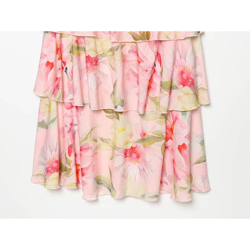 Romantic Floral Print Tiered Ruffle Boho Summer Dresses
