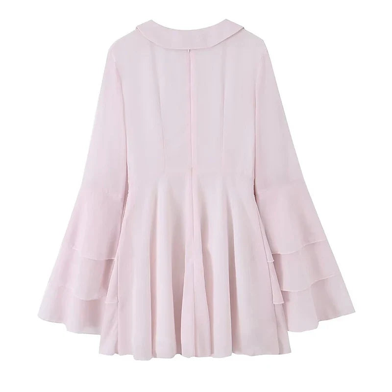 Pink Chiffon Mini Dresses