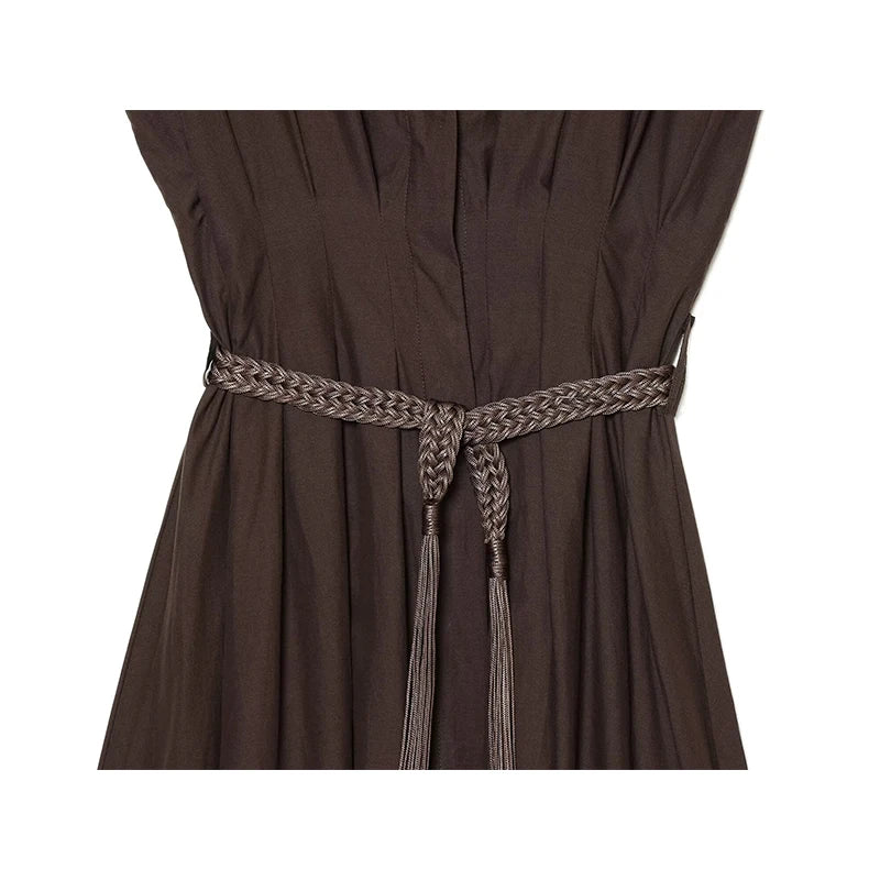 Short Sleeve V Neck With Belt Midi Dresses