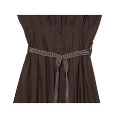 Short Sleeve V Neck With Belt Midi Dresses