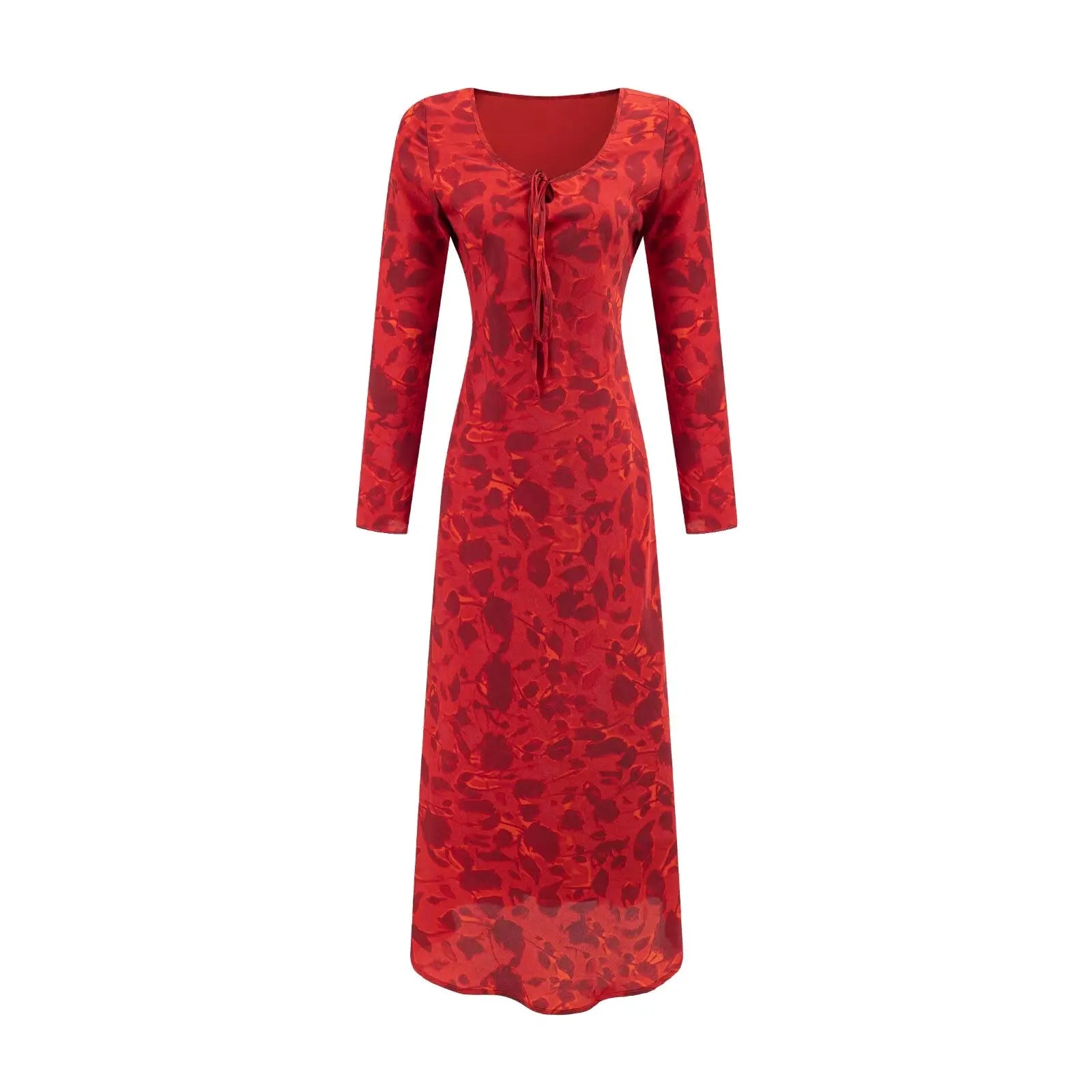 Vintage Red Floral Print Dresses