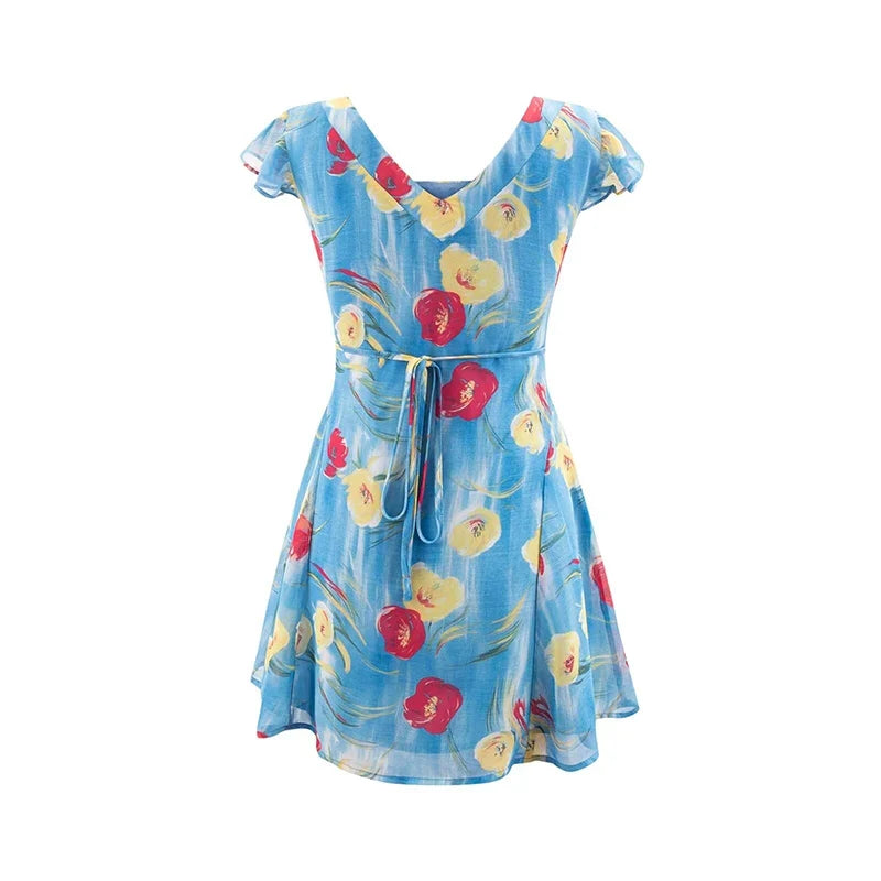 French Vacation Style Square Neck A-line Summer Dresses