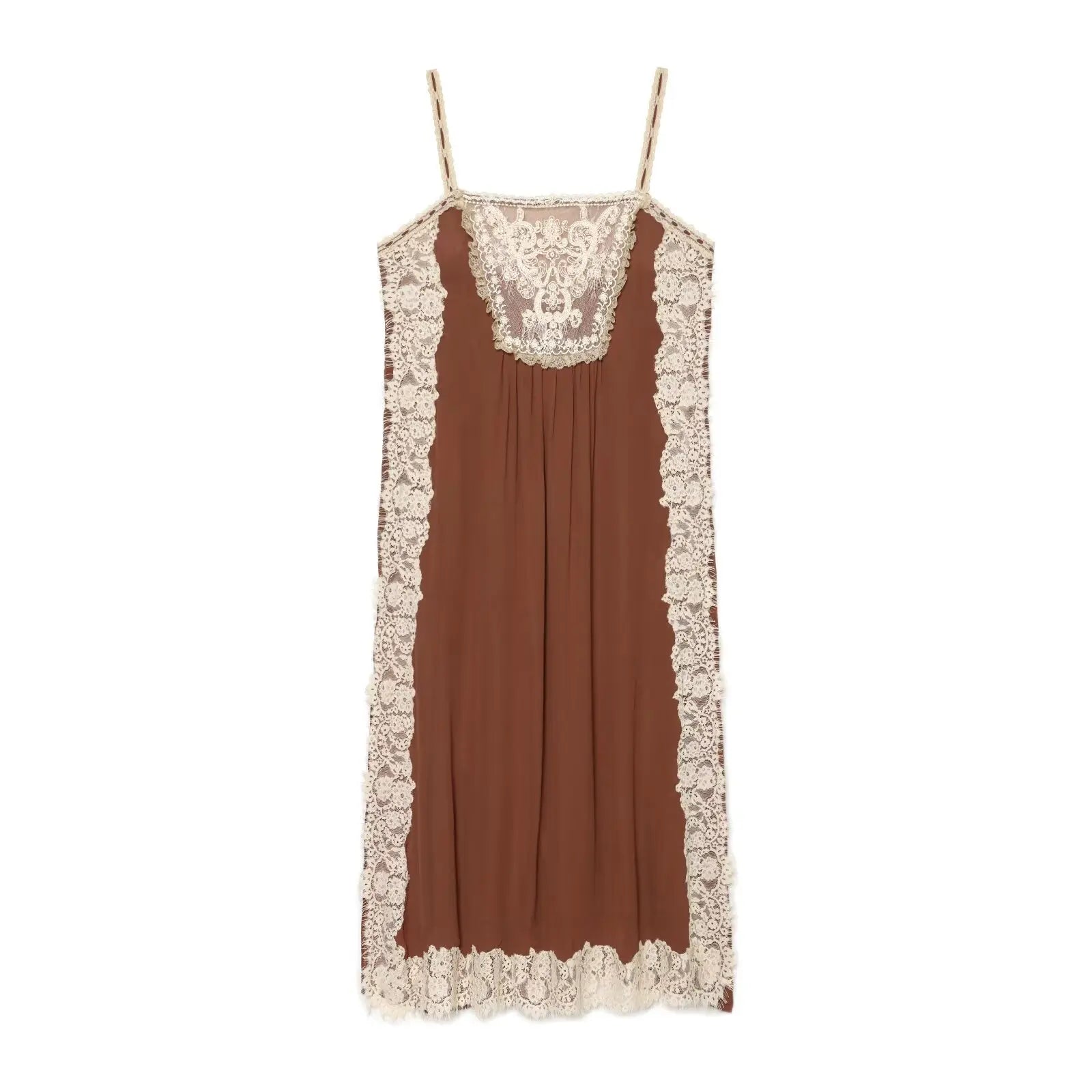 Lace Trim Spaghetti Strap Midi Dresses
