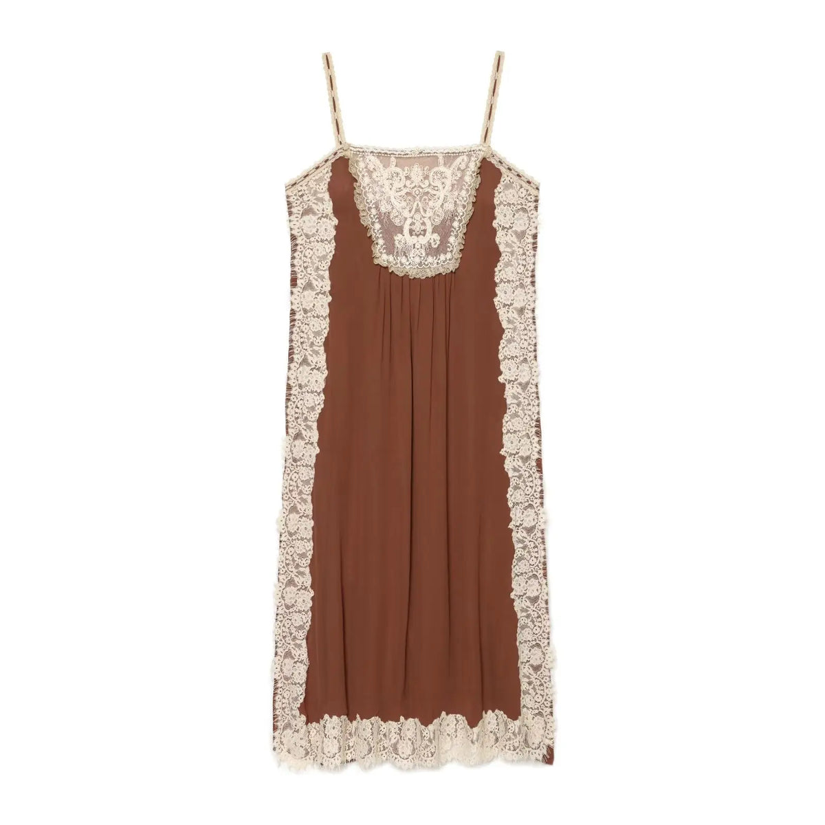 Lace Trim Spaghetti Strap Midi Dresses