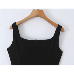 Black Square Neck Midi Dresses