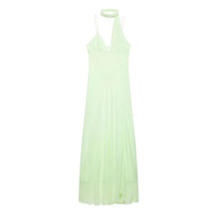 Summer Lime Green Spaghetti Straps Maxi Dresses
