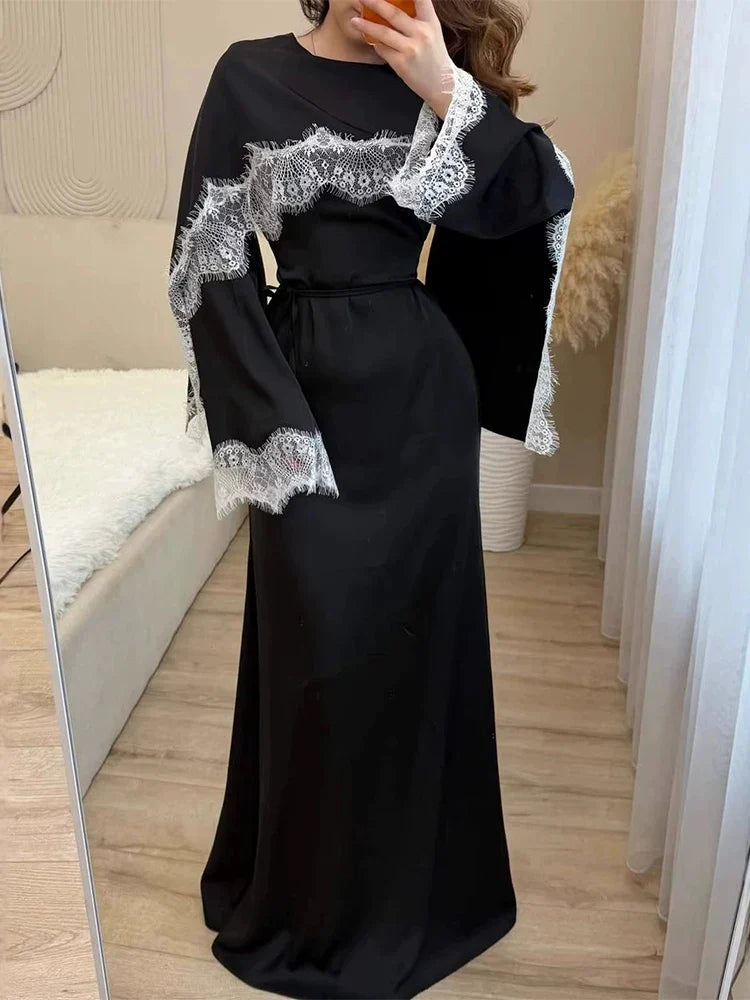 O-neck Long Sleeve High Waist Party Dresses