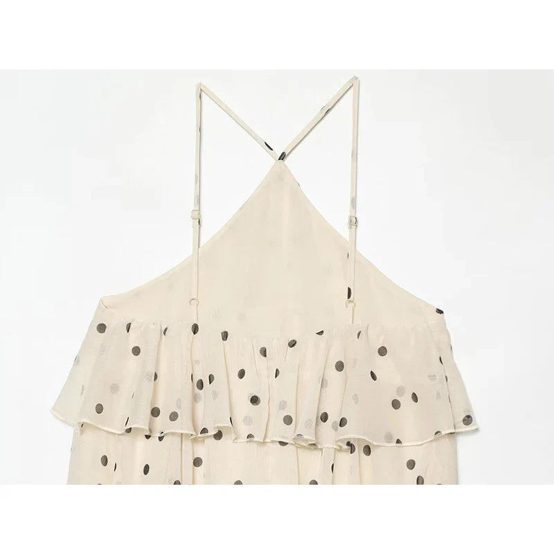 Polka Dot Halter Mini Dresses