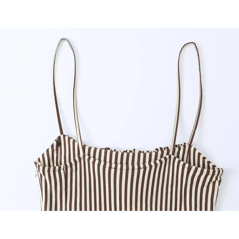 French Style Striped Camisole Dresses