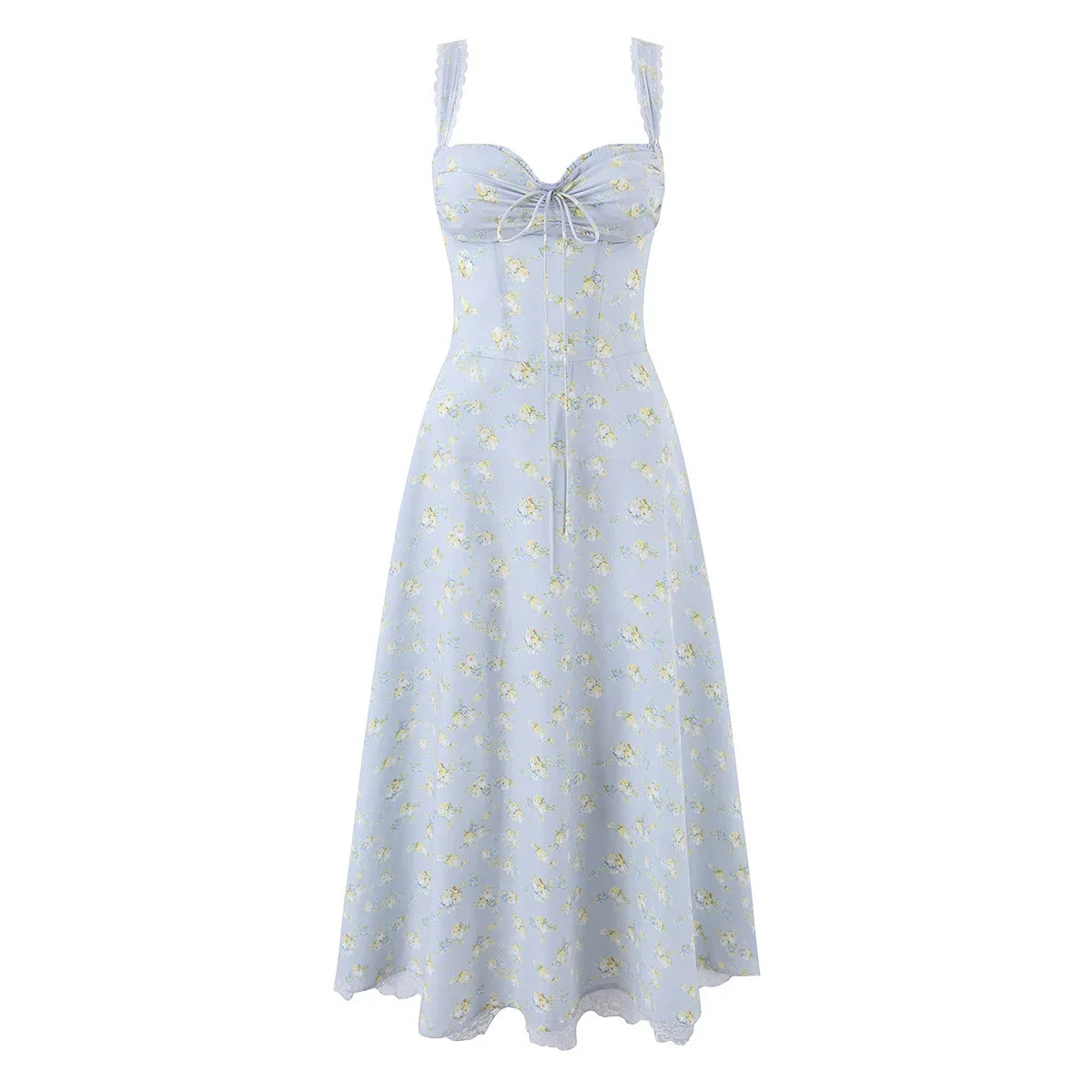 Elegant Floral Print Corset Midi Dresses
