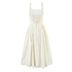 Lace Up Bandage Plaid Sling Dresses