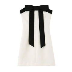 Contrast Bow Strapless Dresses