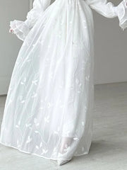 Bell Sleeve White Chiffon Dresses