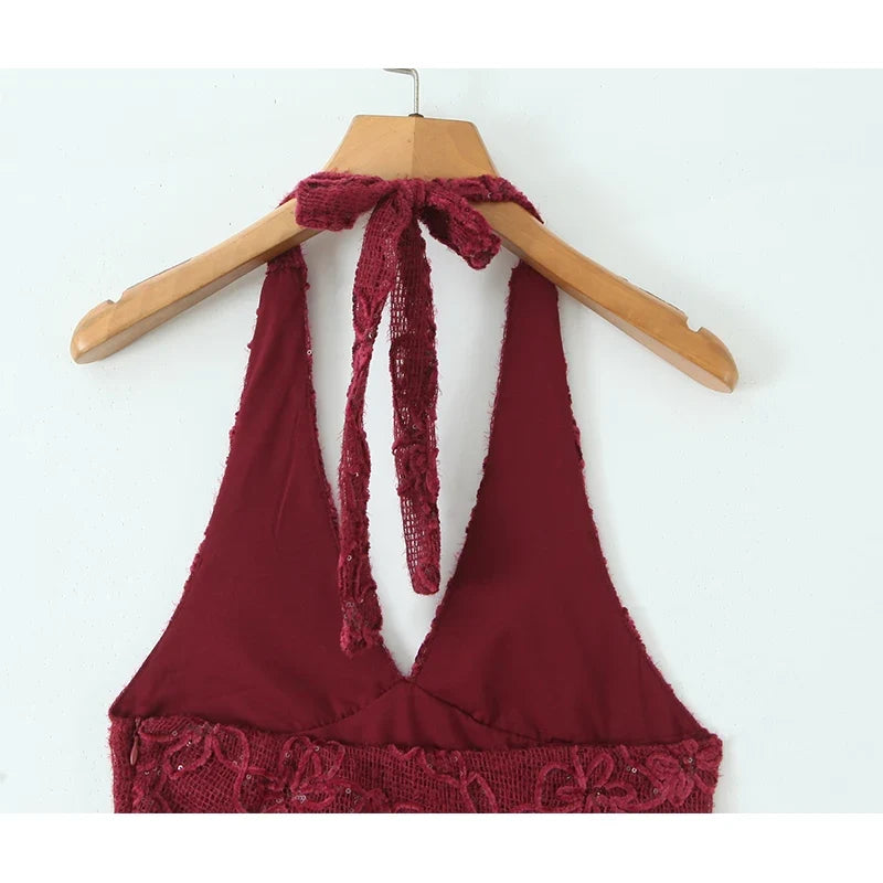 Sexy Backless Halter Mini Dresses