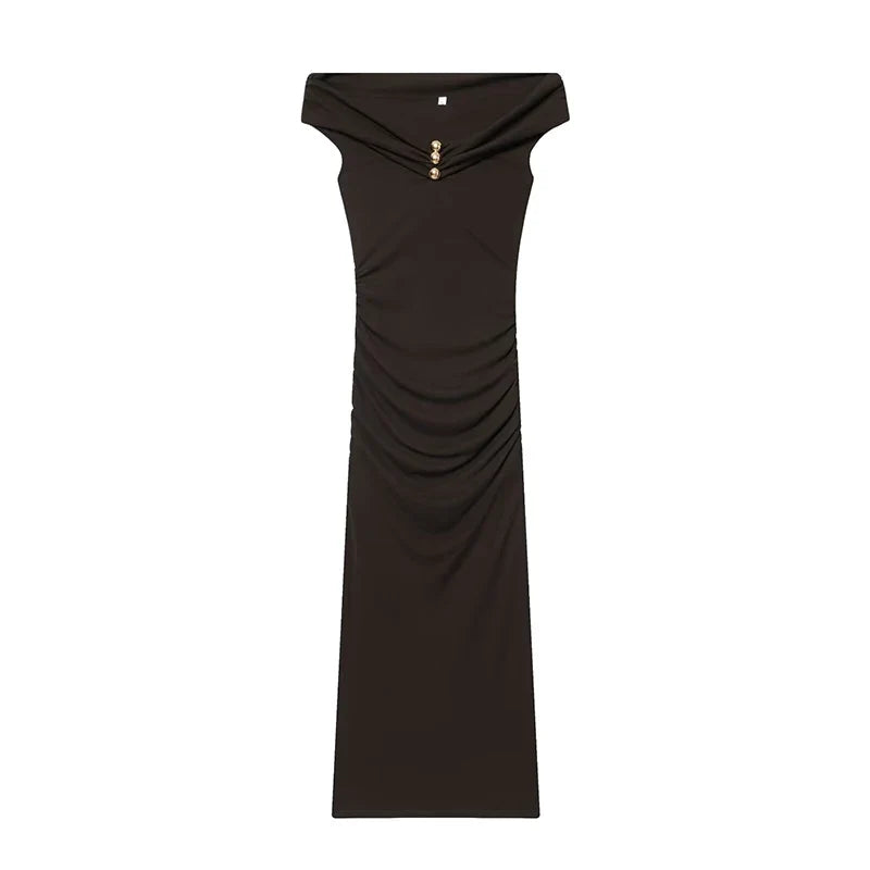 Off Shoulder Long Draped Dresses