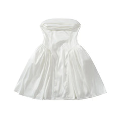 Sexy Elegant Prom Strapless Dresses Lace Up Back White Pink Evening Party Mini Dresses