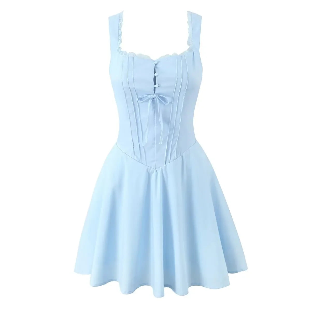 Blue Elegant Party Mini Dresses Sexy Sleeveless Low Waist A-line Summer Dresses