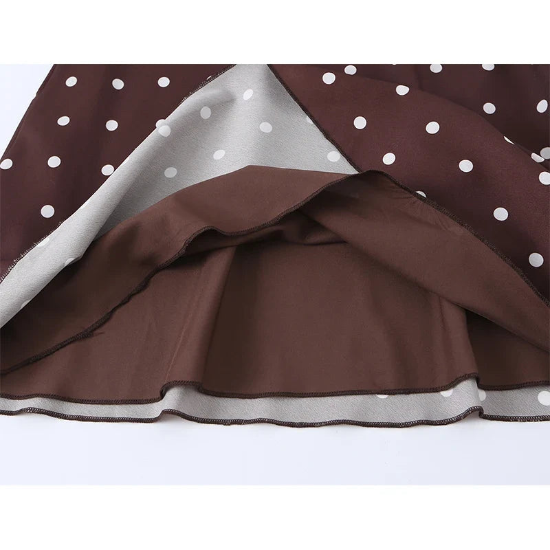 Brown Polka Dot Mini Dresses