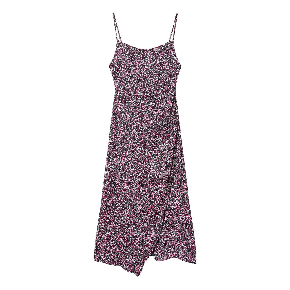 Trendy Floral Print Wrap Midi Dresses