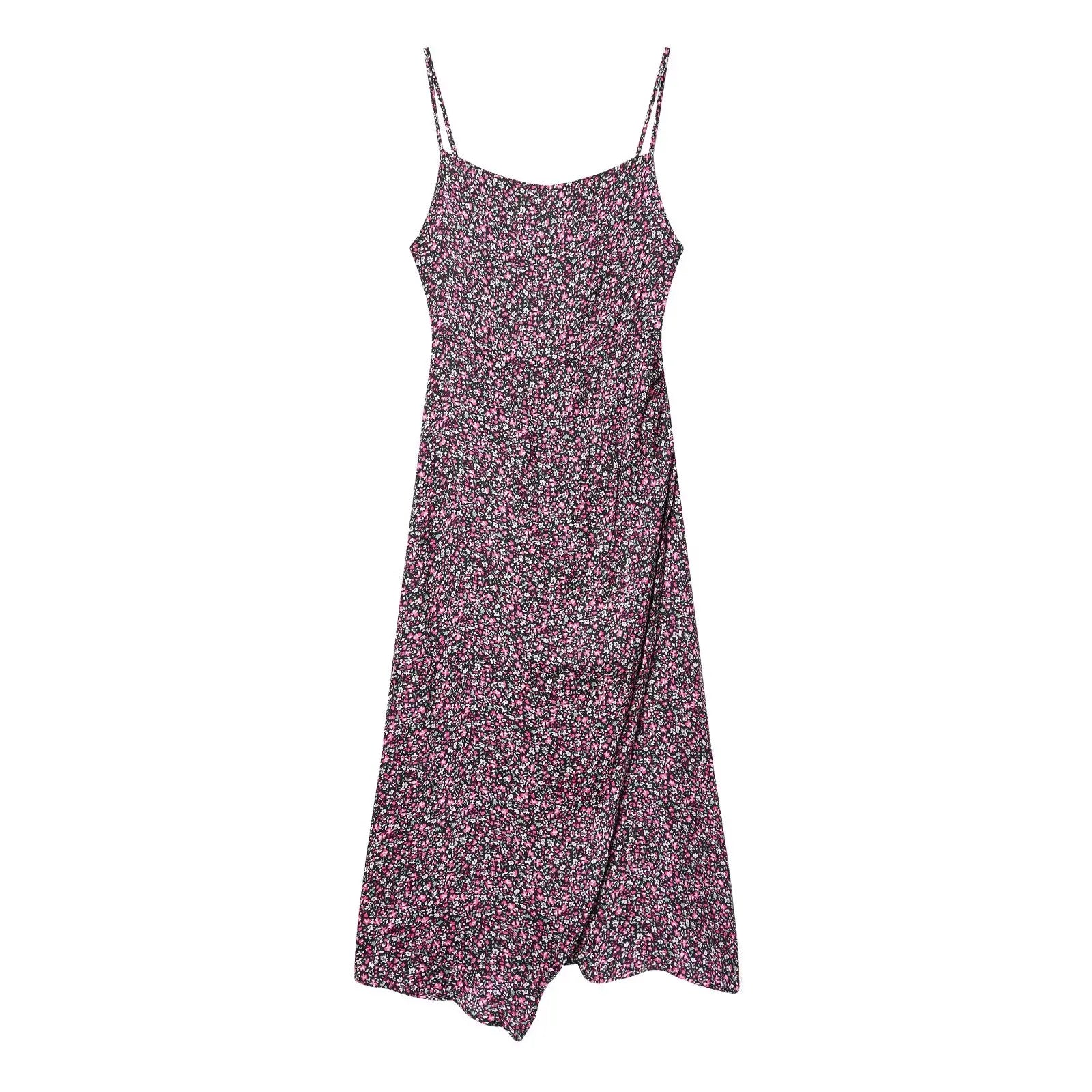 Trendy Floral Print Wrap Midi Dresses