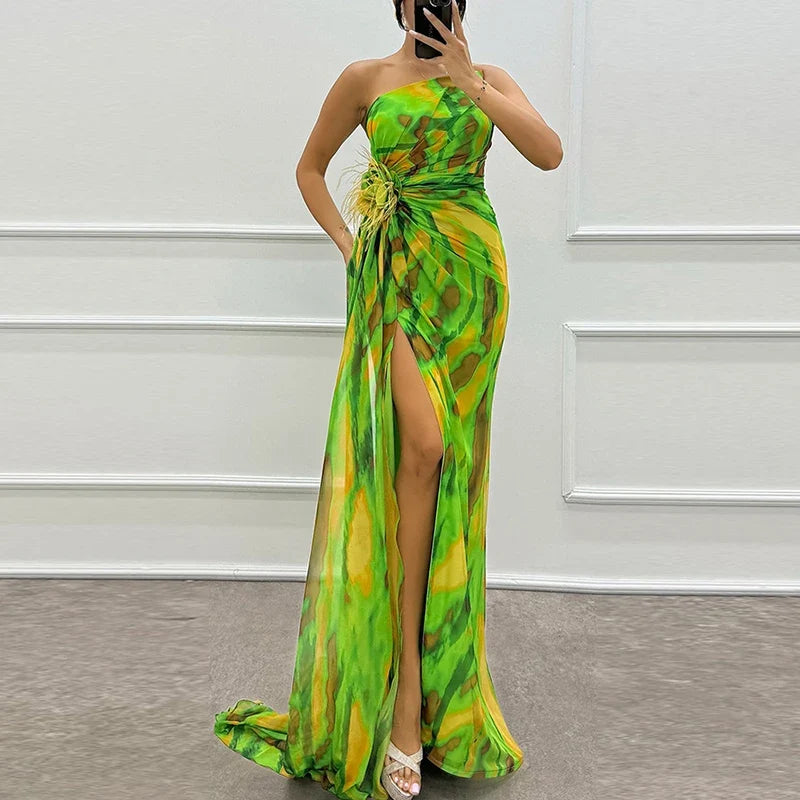 Elegant Off Shoulder High Waist Evening Dresses