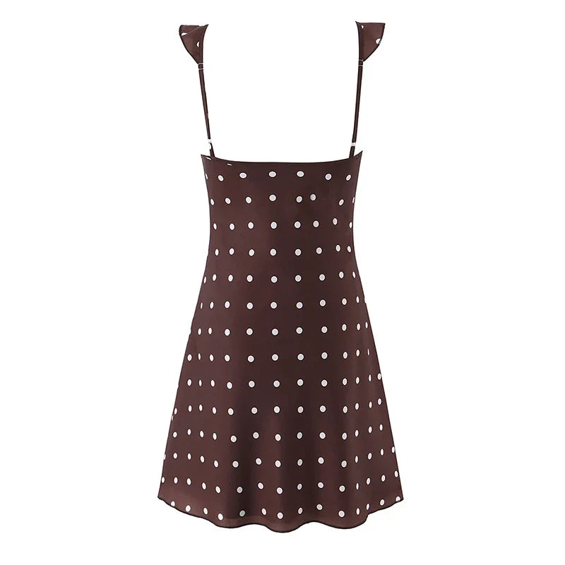Brown Polka Dot Mini Dresses