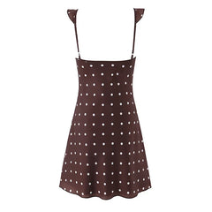 Brown Polka Dot Mini Dresses