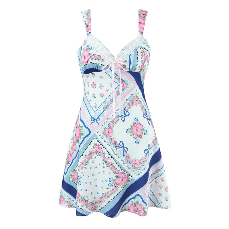 Printed Satin Sling Mini Dresses