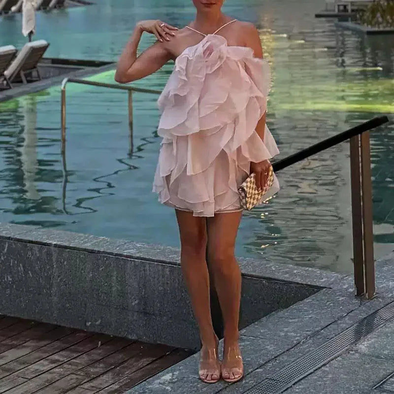Sexy Halter Flower Swing Long Dresses
