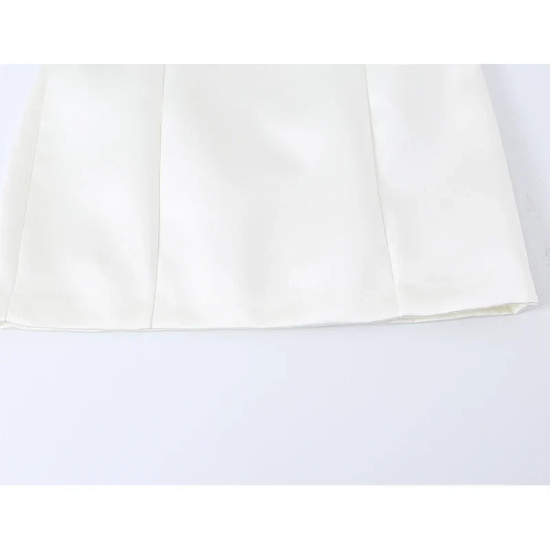 White Satin Mandarin Collar Cheongsam Dresses