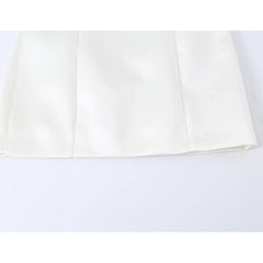 White Satin Mandarin Collar Cheongsam Dresses