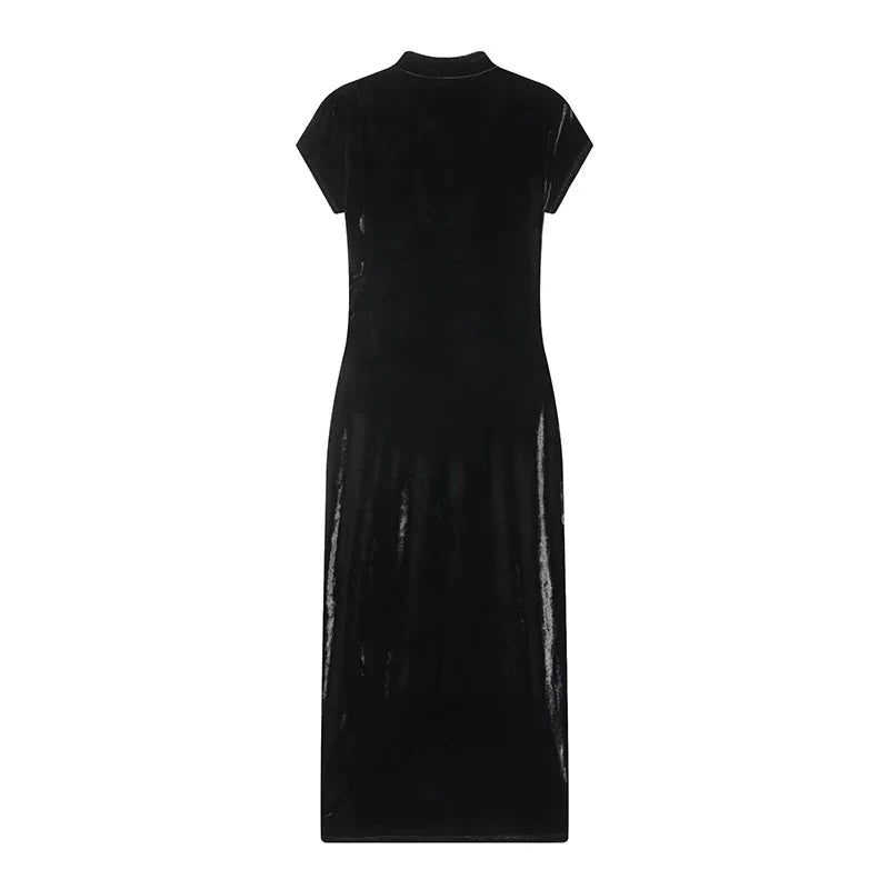 Vintage Velvet Slim Fit Chinese Style Cheongsam Dresses