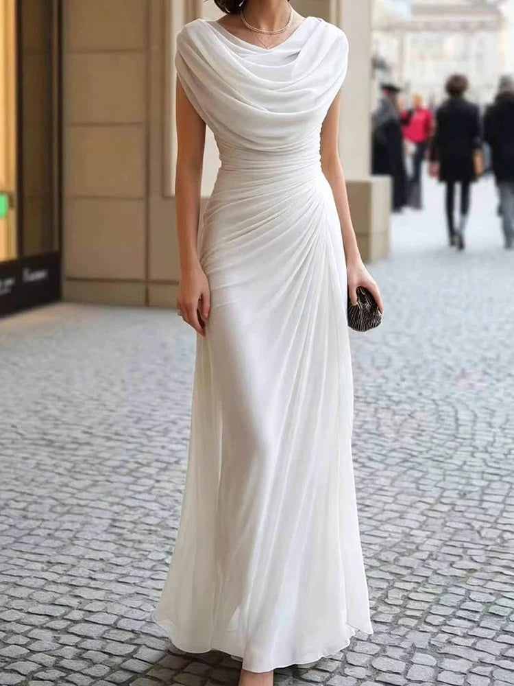 Temperament Swinging Collar Ruffles Evening Dresses