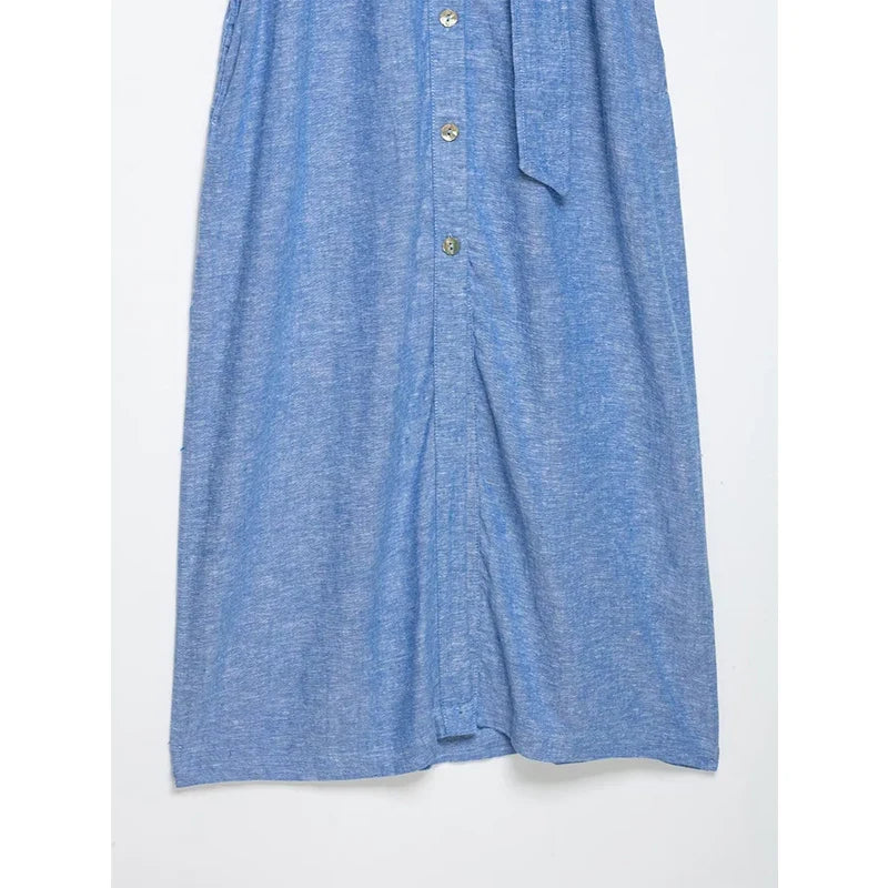 Light Blue Shirt Midi Dresses