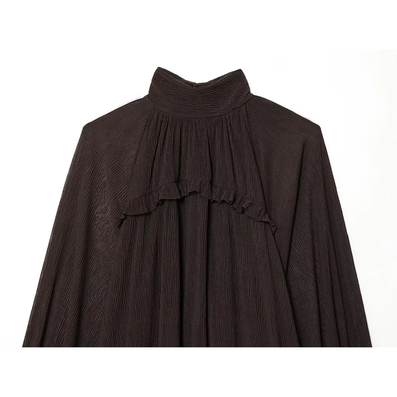 Long Sleeve High Neck Short Spring Dresses Female Casual Vestidos