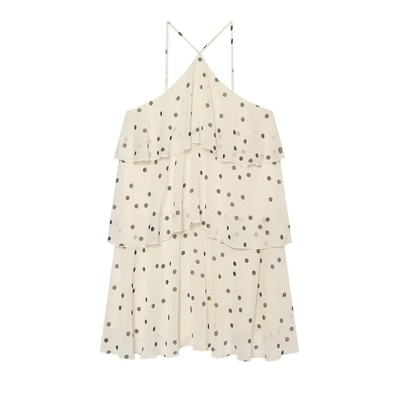 Polka Dot Halter Mini Dresses
