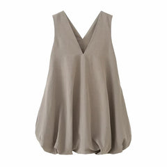 Solid V Neck Sleeveless Dresses