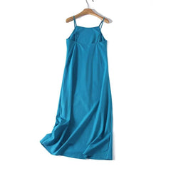 Casual Minimalist Vacation Style Linen Sling Dresses