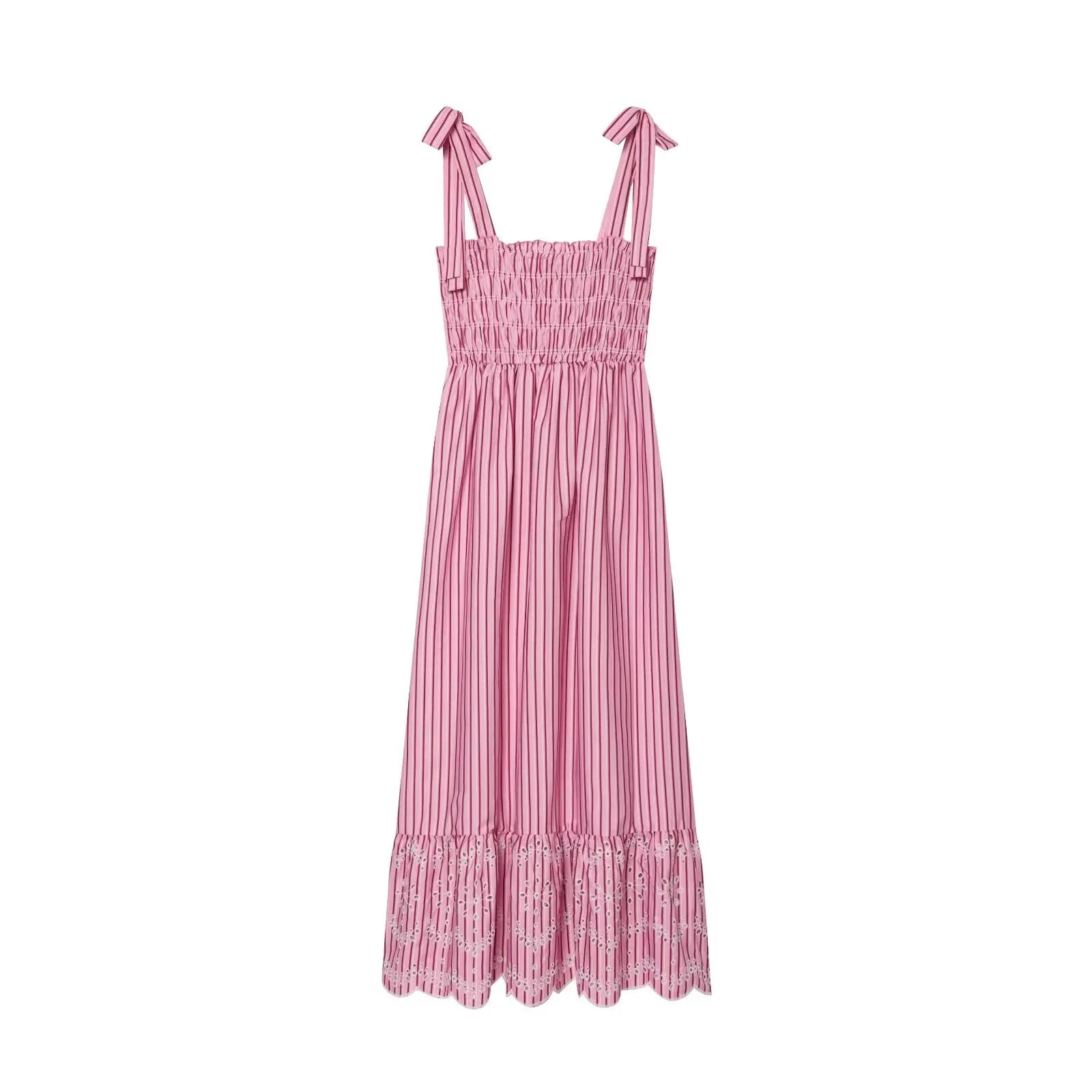 Pink Striped Midi Dresses
